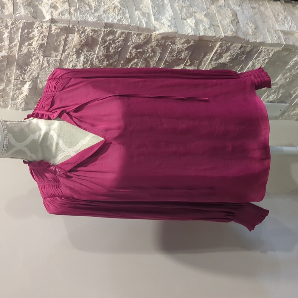 Maison d'amelie pink vneck long sleeve with neck tie